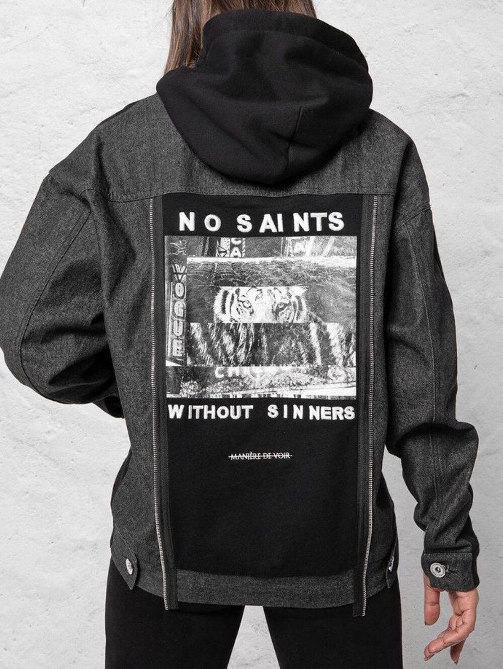 Black Graphic Hooded Jacket